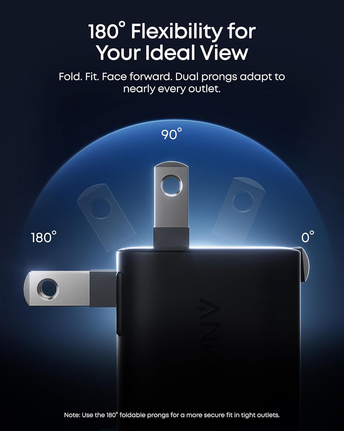 Smart Display Charger, Nano USB C Charger Block, 45W Max Gan Phone Charger,180° Foldable Plug,Smart Recognition,Built-In Care Mode,For Iphone17/16/15(Non-Battery,One USB-C Port,No Cable)