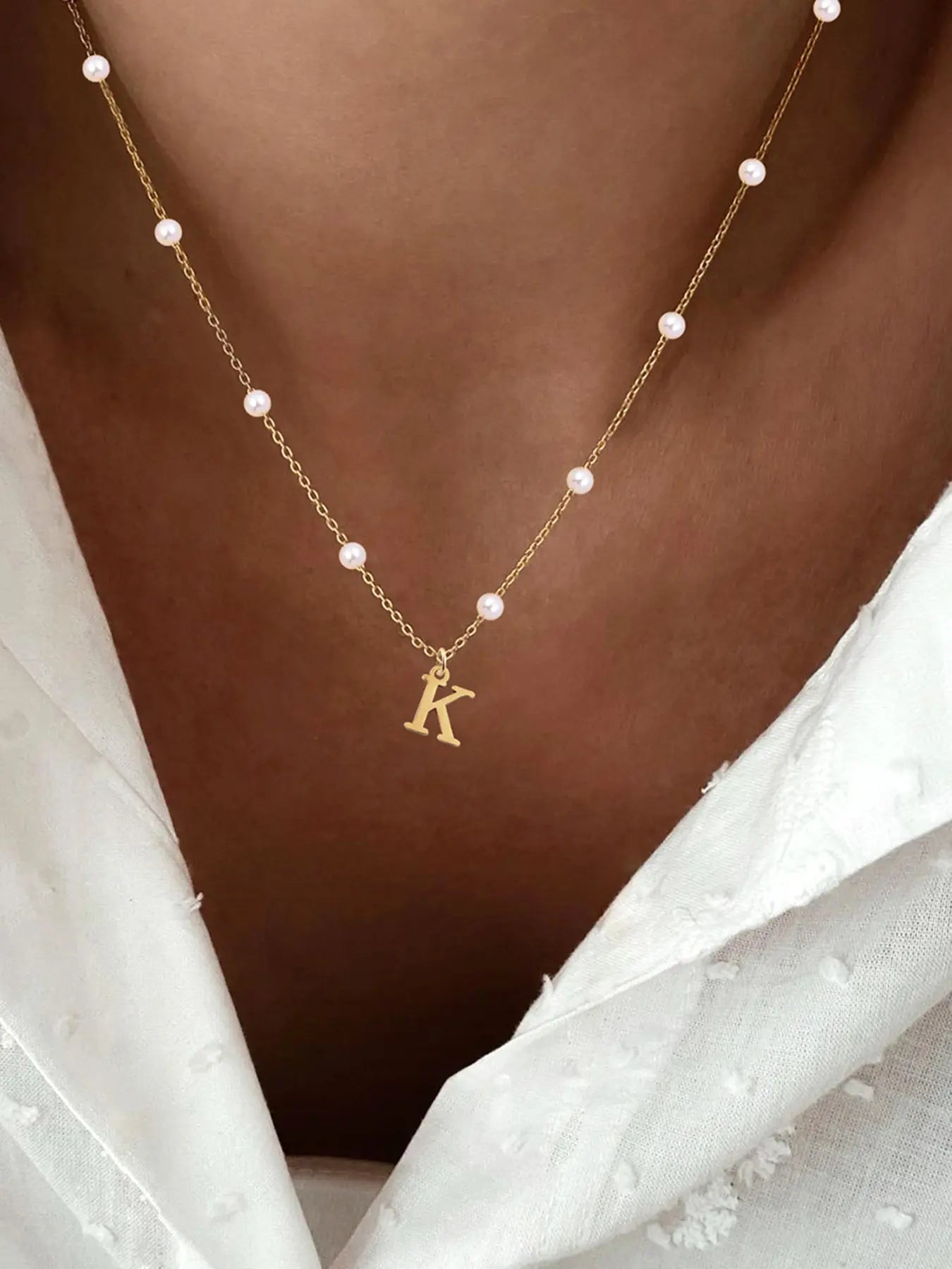 Letter Detail Initial Pendant Necklace for Women, Fashion Jewelry for Party, Daily Clothing Decor, Trendy Stainless Steel Jewelry for Birthday Gift