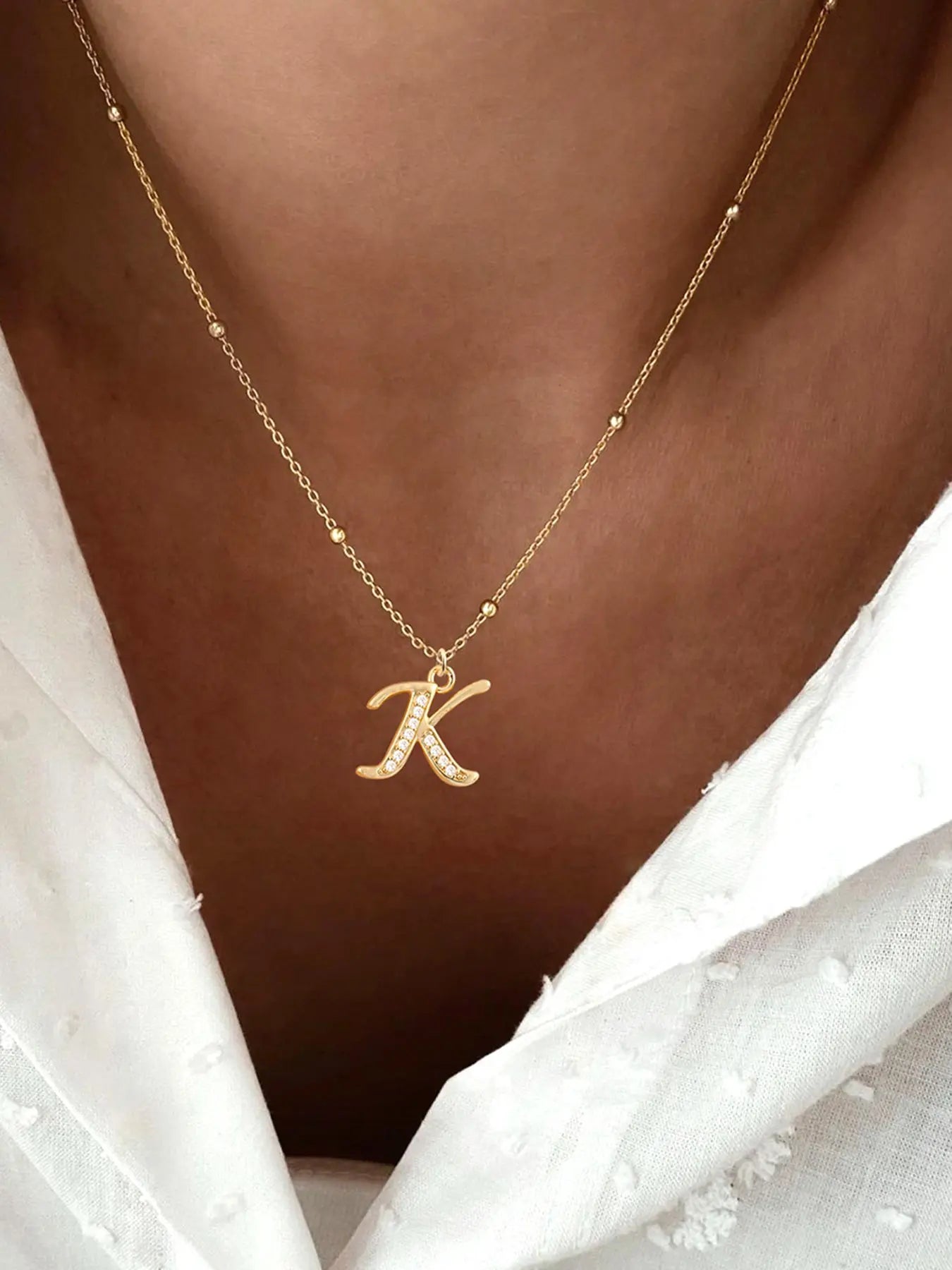Letter Detail Initial Pendant Necklace for Women, Fashion Jewelry for Party, Daily Clothing Decor, Trendy Stainless Steel Jewelry for Birthday Gift