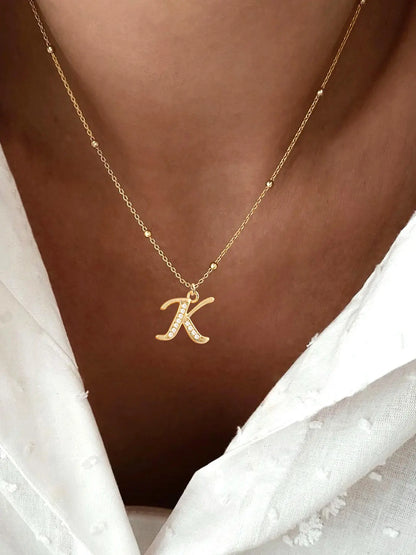 Letter Detail Initial Pendant Necklace for Women, Fashion Jewelry for Party, Daily Clothing Decor, Trendy Stainless Steel Jewelry for Birthday Gift