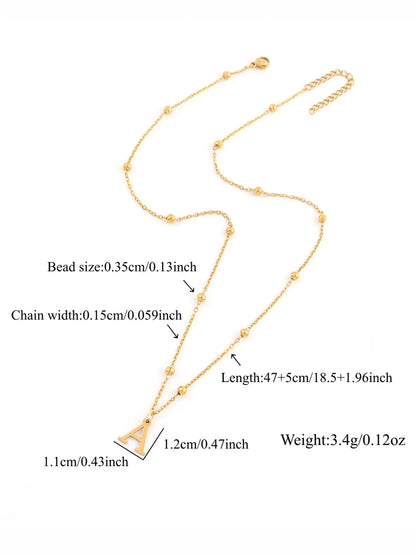 Letter Detail Initial Pendant Necklace for Women, Fashion Jewelry for Party, Daily Clothing Decor, Trendy Stainless Steel Jewelry for Birthday Gift