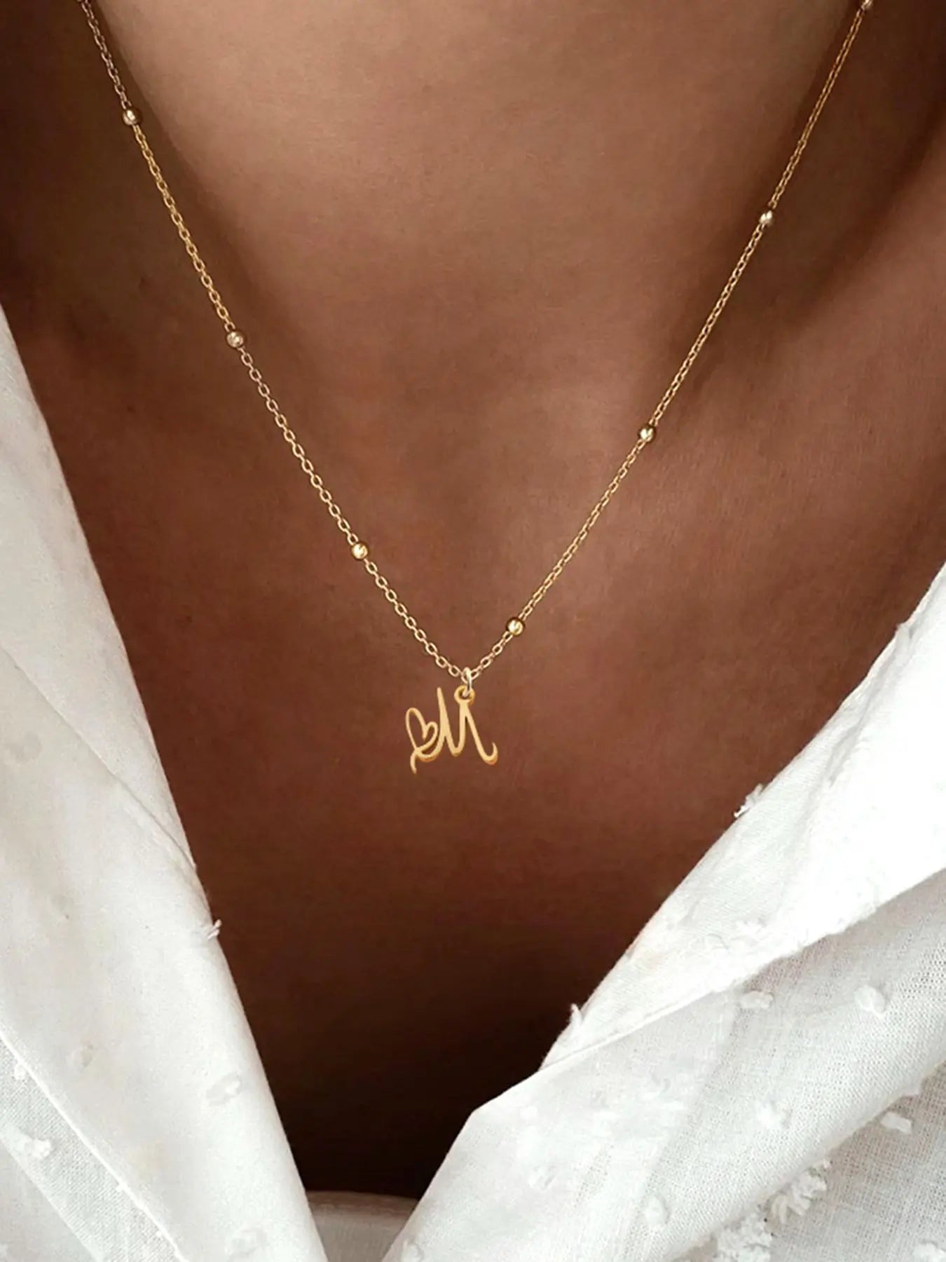 Letter Detail Initial Pendant Necklace for Women, Fashion Jewelry for Party, Daily Clothing Decor, Trendy Stainless Steel Jewelry for Birthday Gift