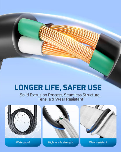 Extension Cord 50 FT, 3 Prong Extension Cable for Indoor Outdoor, 16/3 SJTW, Black