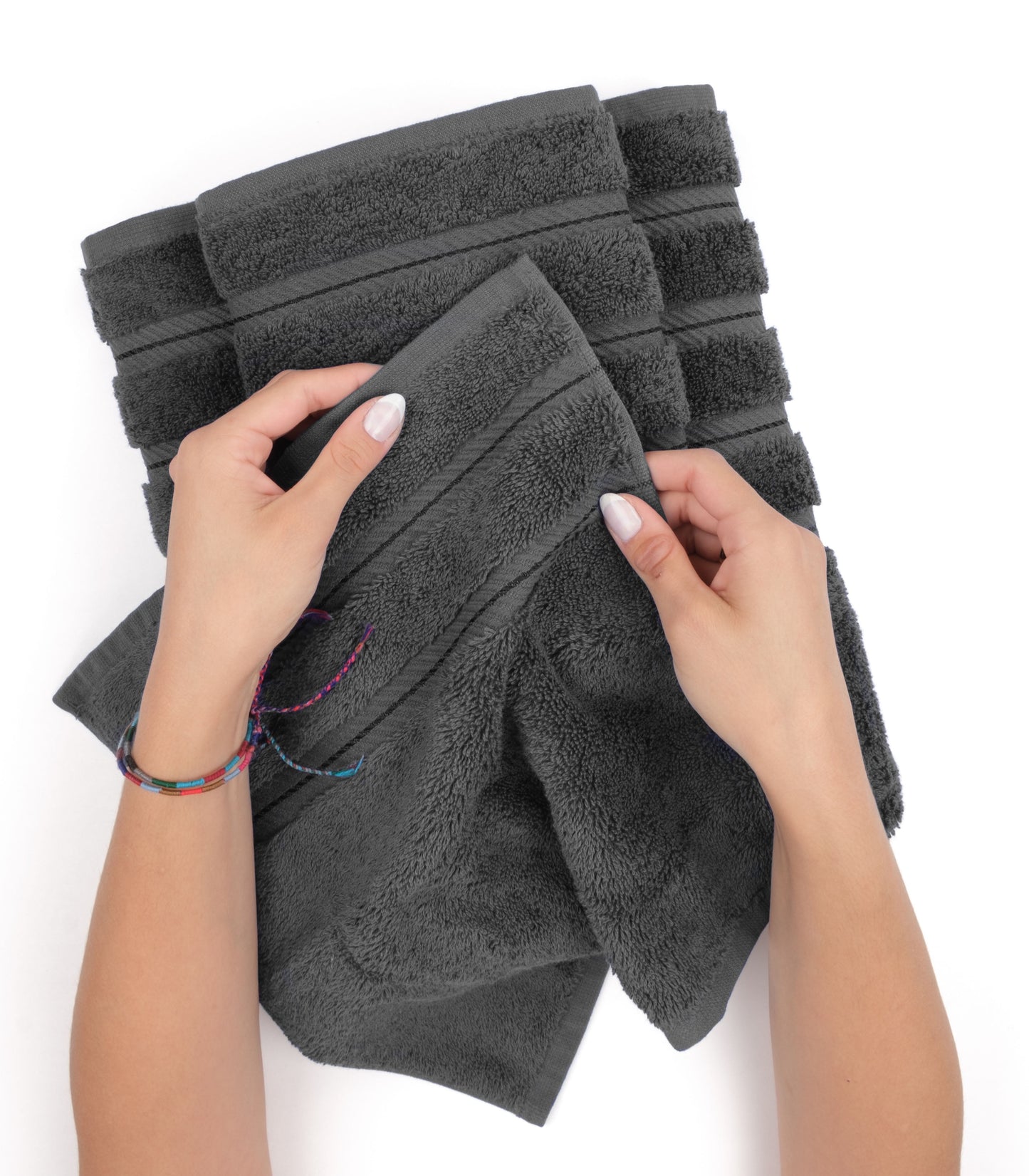 Turkish 6 Piece Towel Set, 100% Cotton Premium Soft Bathroom Towels, Dark Gray