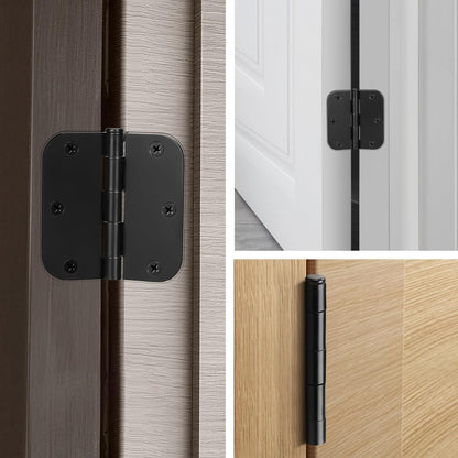 42 Pack Black Door Hinges, 3.5" X 3.5" Heavy Duty Door Hinge 5/8" Radius Corner, Interior & Exterior Door Hinges with Matte Black Finish No Squeak