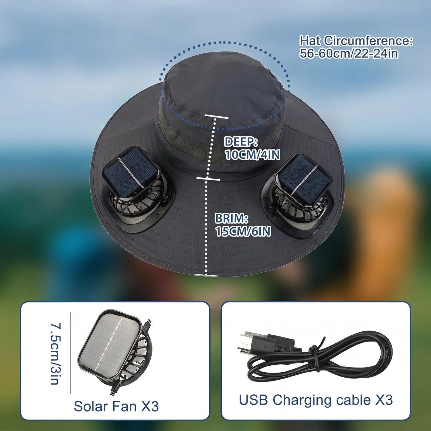 2026 Ultimate Solar-Powered Cooling Hat with Triple Rechargeable Fans - Stay Cool & Protected Outdoors!